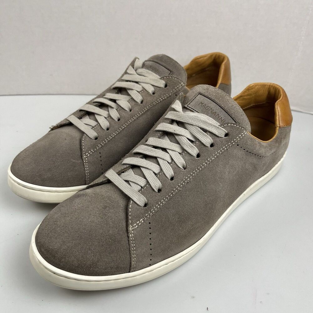Magnanni Costa Low Suede Burnished Brown Leather Heel Sneakers Men's Size 9.5